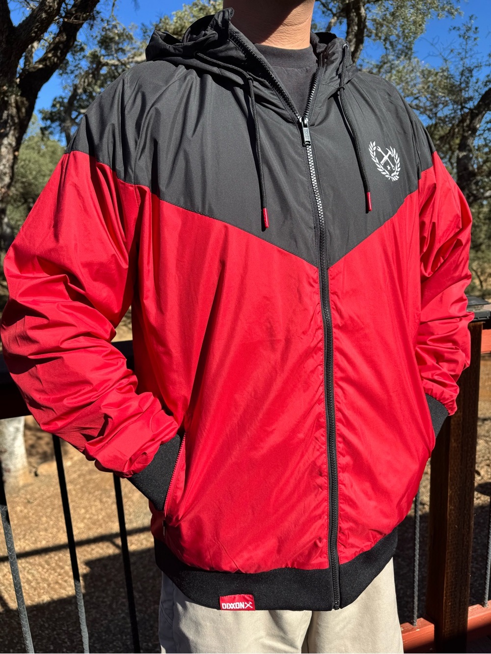 DIXXON 2X Tall - Jumpman Red and Black Hooded Windbreaker Jacket for Men
